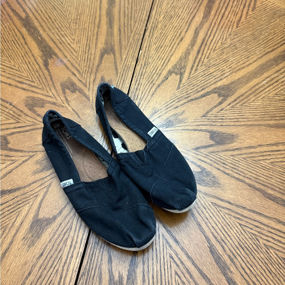 Toms Black Canvas Slip-Ons